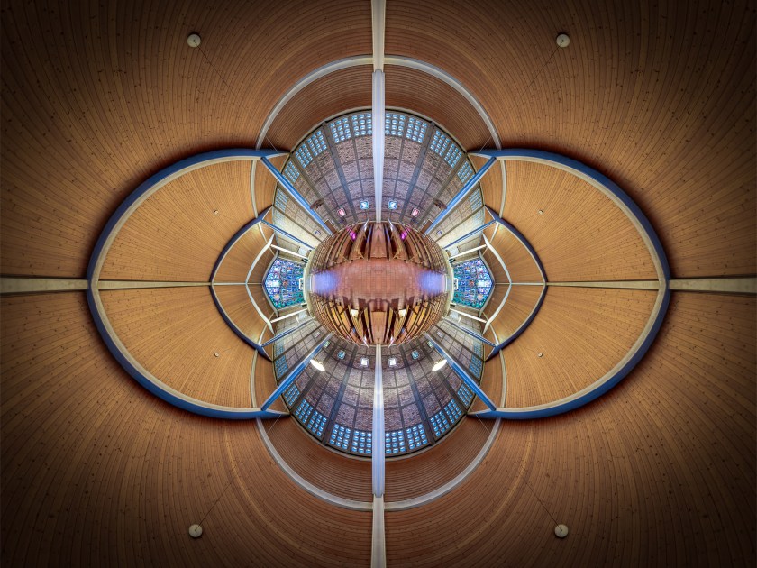 PIC BY ERNST CHRISTEN / CATERS - (Pictured: St. Marien, Solothurn, Switzerland) - These kaleidoscopic panoramas showcase the vibrant beauty of religious places of worship. Snappy by photographer Ernst Christen, the images offer a 360-degree view of churches, chapels, mosques and temples, popping out from teh frame thanks to Ernsts unique technique. In order to create his segmented panoramas, Ernst, 52, captures 26 images - three rows of eight, plus one up and one down - before stitching them together. The photographer, from Solothurn, Switzerland, became interested in this subject matter after moving from a Buddhist forest monastery, in the jungle of Thailand, back to the hyperactive Western world. - SEE CATERS COPY