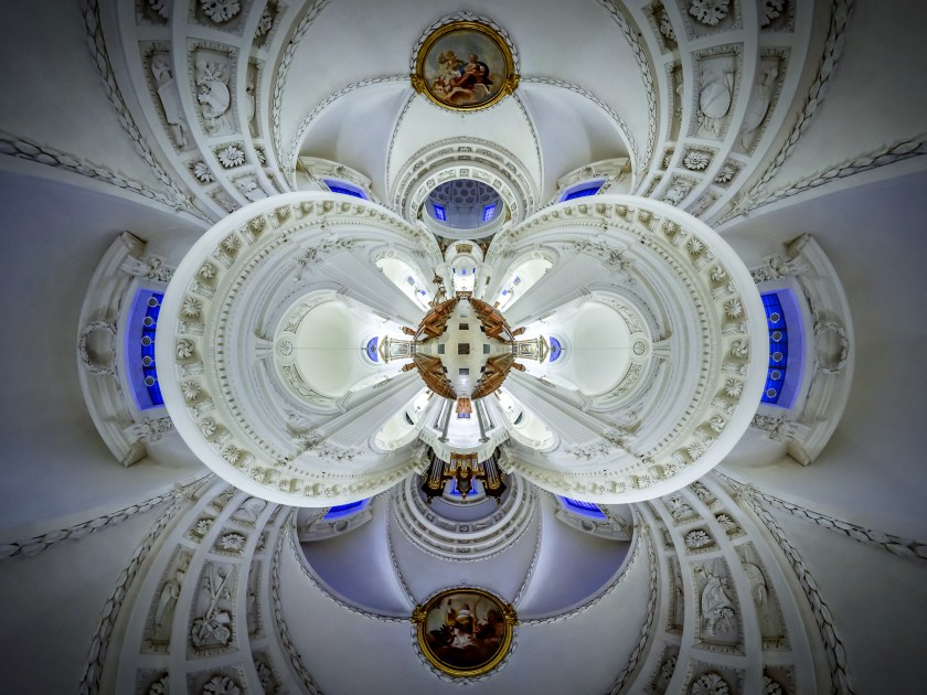PIC BY ERNST CHRISTEN / CATERS - (Pictured: St. Ursus, Solothurn, Switzerland) - These kaleidoscopic panoramas showcase the vibrant beauty of religious places of worship. Snappy by photographer Ernst Christen, the images offer a 360-degree view of churches, chapels, mosques and temples, popping out from teh frame thanks to Ernsts unique technique. In order to create his segmented panoramas, Ernst, 52, captures 26 images - three rows of eight, plus one up and one down - before stitching them together. The photographer, from Solothurn, Switzerland, became interested in this subject matter after moving from a Buddhist forest monastery, in the jungle of Thailand, back to the hyperactive Western world. - SEE CATERS COPY