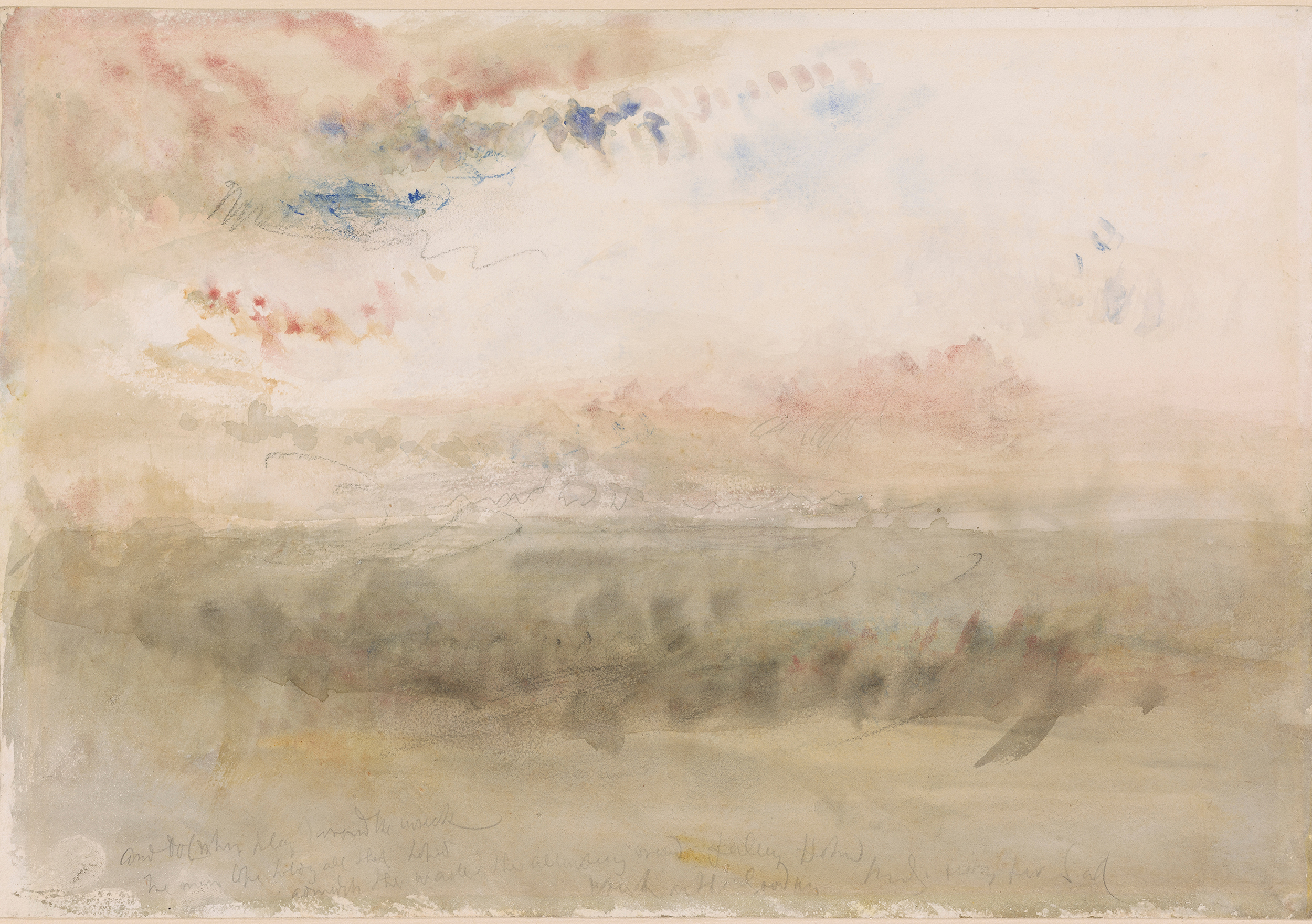"Wreck on the Goodwin Sands: Sunset," watercolor and graphite with black chalk on paper, 1845 (Courtesy of The Met)