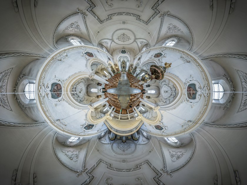 PIC BY ERNST CHRISTEN / CATERS - (Pictured: Maria Himmelfahrt, Baden, Switzerland) - These kaleidoscopic panoramas showcase the vibrant beauty of religious places of worship. Snappy by photographer Ernst Christen, the images offer a 360-degree view of churches, chapels, mosques and temples, popping out from teh frame thanks to Ernsts unique technique. In order to create his segmented panoramas, Ernst, 52, captures 26 images - three rows of eight, plus one up and one down - before stitching them together. The photographer, from Solothurn, Switzerland, became interested in this subject matter after moving from a Buddhist forest monastery, in the jungle of Thailand, back to the hyperactive Western world. - SEE CATERS COPY