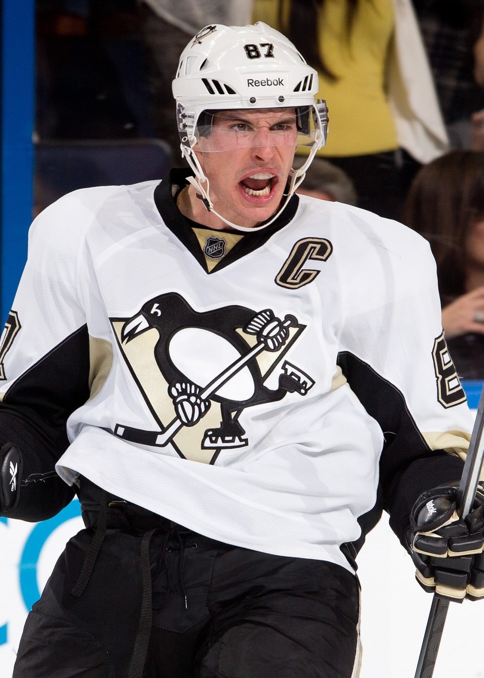 TAMPA, FL - OCTOBER 12: Sidney Crosby #87 of the Pittsburgh Penguins celebrates his hat trick against the Tampa Bay Lightning at the Tampa Bay Times Forum on October 12, 2013 in Tampa, Florida.  (Photo by Scott Audette/NHLI via Getty Images)
