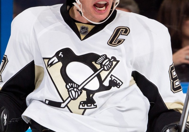 TAMPA, FL - OCTOBER 12: Sidney Crosby #87 of the Pittsburgh Penguins celebrates his hat trick against the Tampa Bay Lightning at the Tampa Bay Times Forum on October 12, 2013 in Tampa, Florida. (Photo by Scott Audette/NHLI via Getty Images)