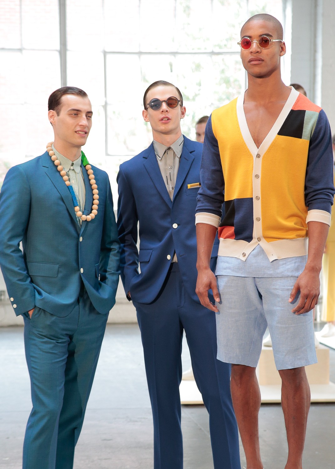 NEW YORK, NY - JULY 13:  Models pose at the David Hart Presentation during New York Fashion Week: Men's S/S 2016 at Industria Superstudio on July 13, 2015 in New York City.  (Photo by Randy Brooke/Getty Images)