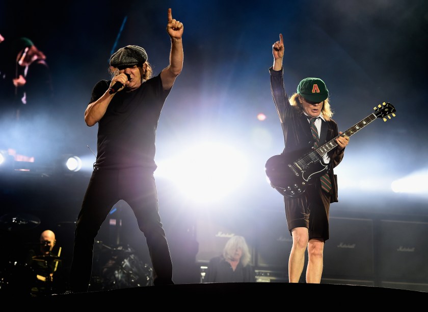 Brian Johnson and Angus Young of AC/DC Perform at Dodger Stadium on September 28, 2015 in Los Angeles, California. (Frazer Harrison/WireImage)