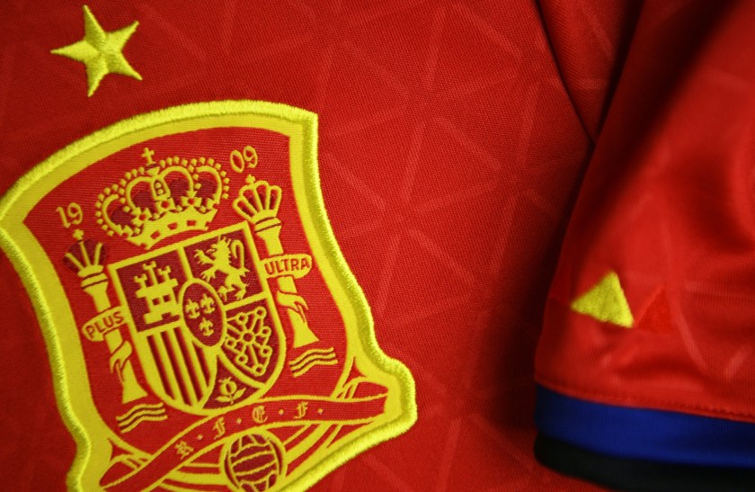 A picture taken on April 21, 2016 in Paris, shows the jersey of the Spanish national football team jersey for the UEFA Euro 2016 European football championships. (Franck Fife/AFP/Getty Images)