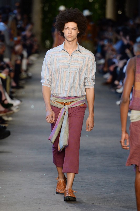 A model walks the runway at the Missoni Spring Summer 2017 fashion show during Milan Menswear Fashion Week on June 19, 2016 in Milan, Italy. (Catwalking/Getty Images)