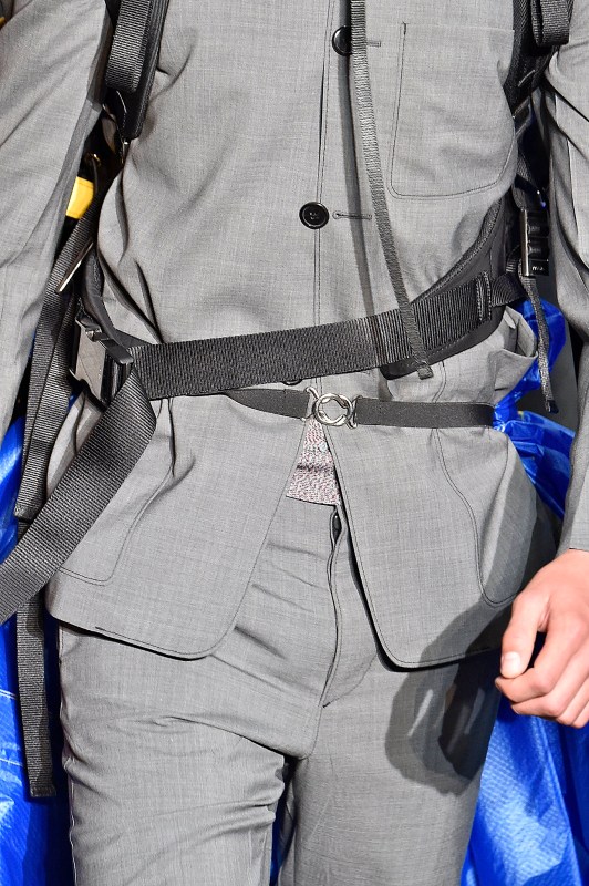 Detail shot of a model's torso as he walks the runway at the Prada show during Milan Men's Fashion Week Spring/Summer 2017. (Victor VIRGILE/Gamma-Rapho via Getty Images)