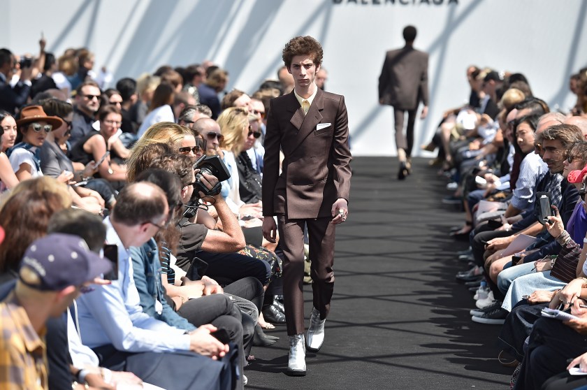 A model walks the runway at the Balenciaga Spring/Summer 2017 fashion show on June 22, 2016 in Paris, France. (Catwalking/Getty Images)