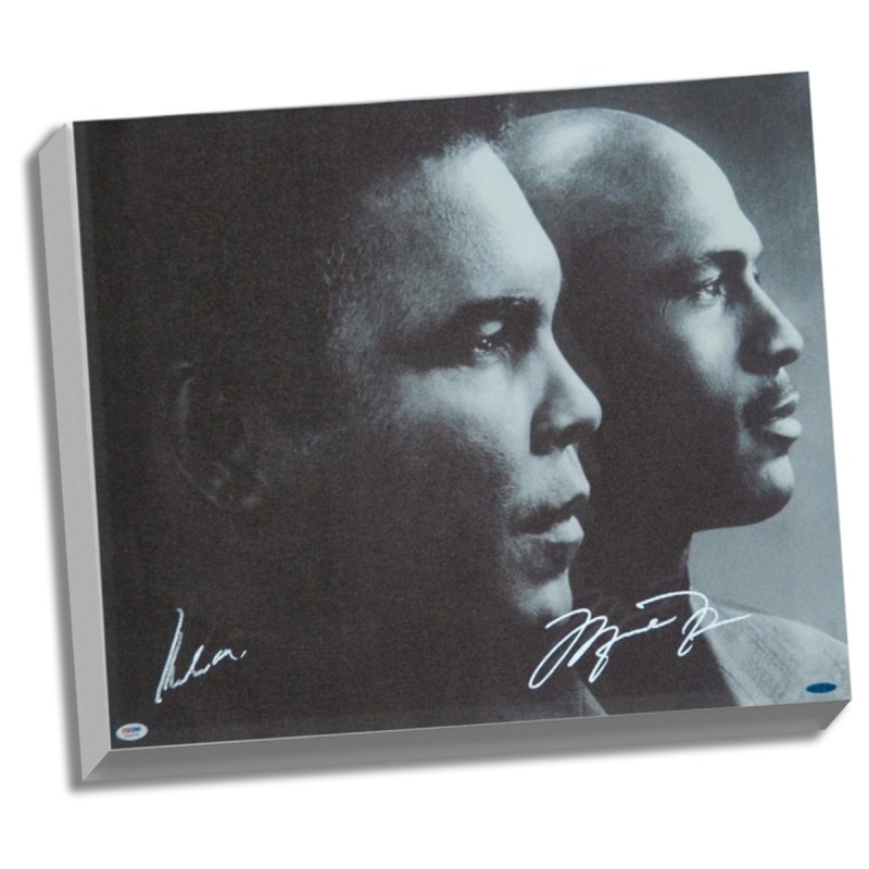 Muhammad Ali and Michael Jordan dual-signed canvas