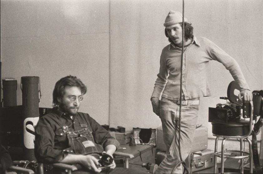 “John Lennon and Danny Seymour, The Bowery, New York,” 1969 Gelatin silver print, printed later. (Danny Lyon, courtesy Edwynn Houk Gallery, New York)