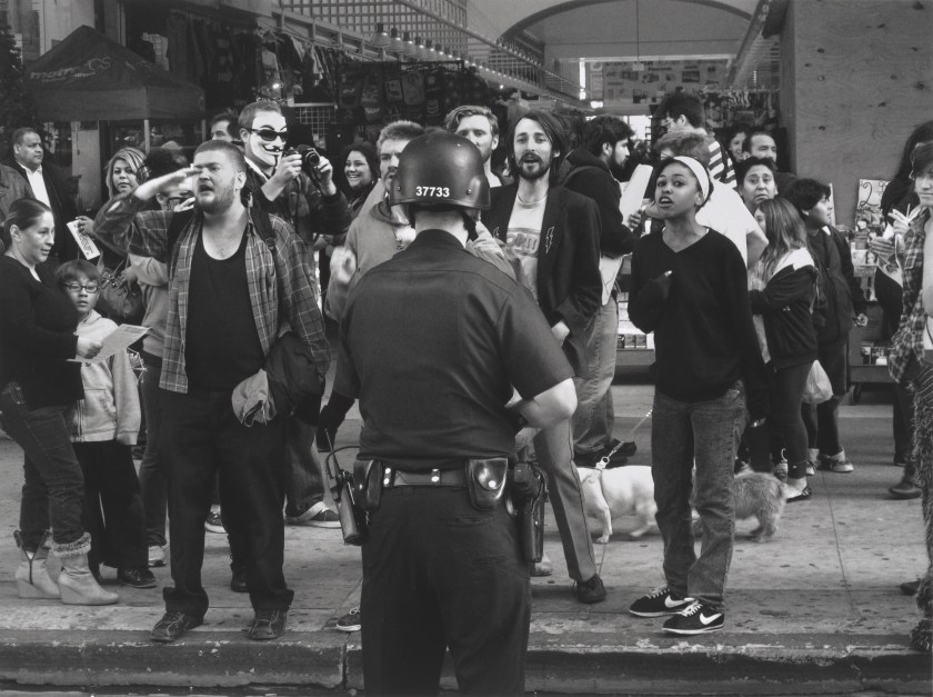 “Occupy Demonstration on Broadway, Los Angeles,” 2011. Digital inkjet print. (Danny Lyon, courtesy Edwynn Houk Gallery, New York)