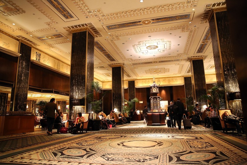 NEW YORK, NY - OCTOBER 06: The entrance to the Waldorf Astoria, the landmark New York hotel, is viewed on October 6, 2014 in New York City. It was announced October 6, that Hilton Worldwide will sell the Waldorf to the Beijing-based Anbang Insurance Group for $1.95 billion. As part of the deal the Waldorf will undergo a major renovation. The Park Avenue hotel opened on October 1, 1931, and claimed to be the biggest hotel in the world at the time, attracting movie stars, politicians and the wealthy. (Photo by Spencer Platt/Getty Images)