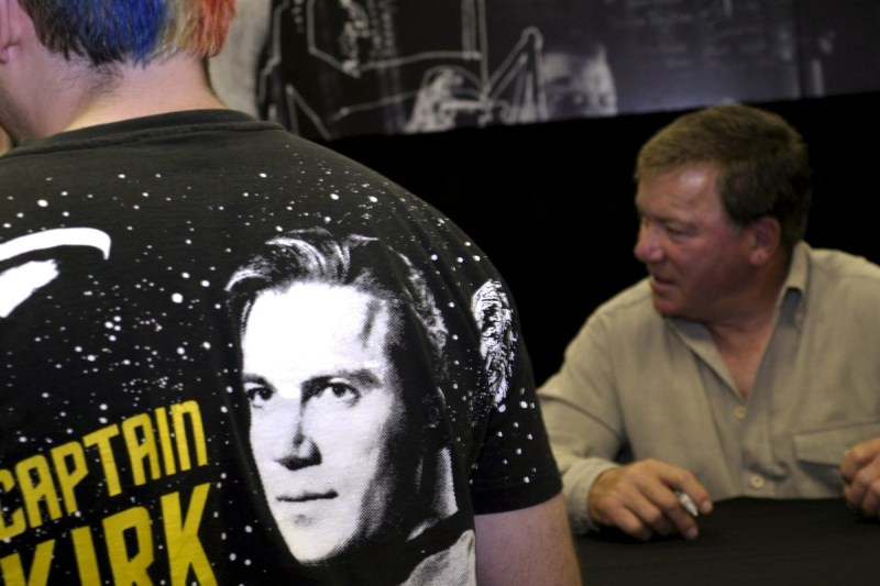 UNITED STATES - OCTOBER 05: William Shatner Store Appearance in Hollywood, United States on October 05, 2004 - William Shatner signs copies of his newly released album, 'Has Been,' at the Tower Records. (Photo by Mike FANOUS/Gamma-Rapho via Getty Images)
