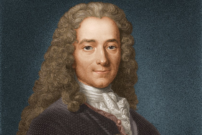Circa 1740, Portrait of Voltaire (1694-1778). French writer and philosopher. Born Francois-Marie Arouet, a brilliant wit, his histories 'Henry IV' and 'Louis XIV' and political writings 'Philosophical Letters' and 'Philosophical Dictionary' made him famous, His 'Cand (Photo by Stock Montage/Getty Images)