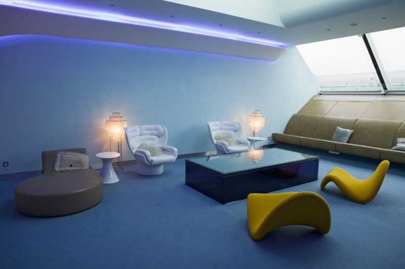 Interior view of modern seating furniture in first class lounge of Virgin Airlines at Heathrow Airport in London, England, United Kingdom (Photo by Visions of America/UIG via Getty Images)