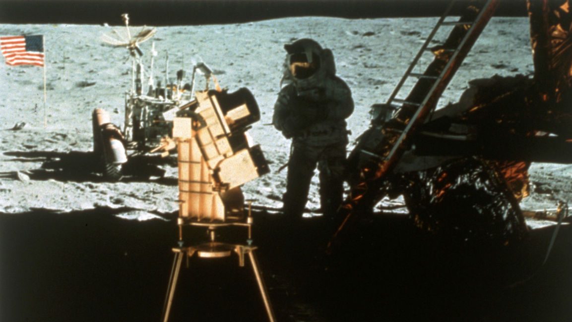 20th April 1972: Astronauts Young and Charles Moss Duke Jnr landed on the surface of the moon during the manned Apollo 16 mission to explore Descartes Highlands and Cayley Plains regions. (Photo by Hulton Archive/Getty Images)