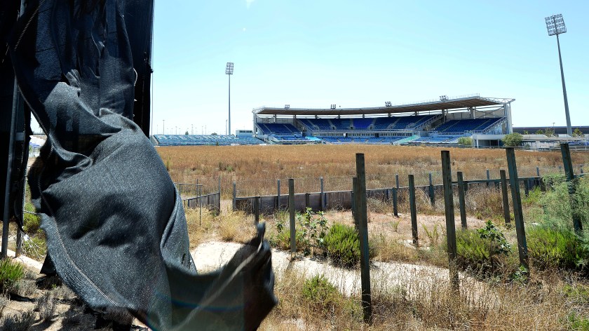 General view of the Olympic Baseball Stadium at the Helliniko Olympic complex in Athens, Greece on July 31, 2014. (Milos Bicanski/Getty Images)