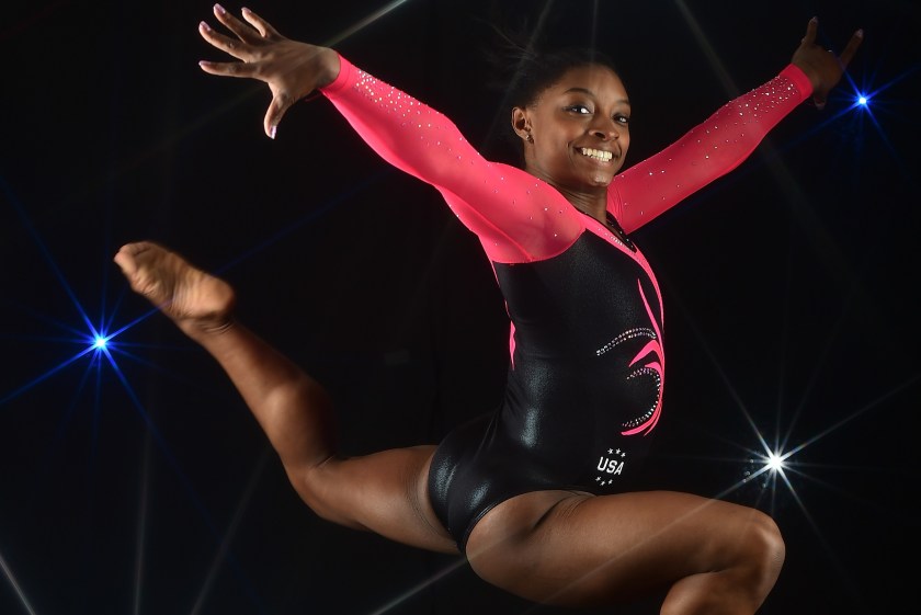 BEVERLY HILLS, CA - MARCH 07: (EDITORS NOTE: A special effects camera filter was used for this image.) Gymnast Simone Biles poses for a portrait at the 2016 Team USA Media Summit at The Beverly Hilton Hotel on March 7, 2016 in Beverly Hills, California. (Photo by Harry How/Getty Images)