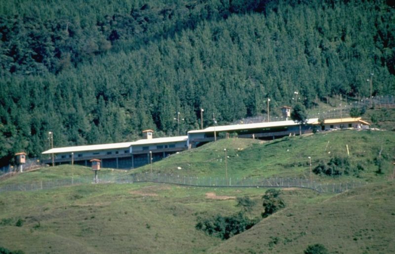 Special prison where Colombian drug lord Pablo Escobar Gaviria is under arrest, guarded by his own keepers, in luxurious view of his hometown. (Photo by Timothy Ross/The LIFE Images Collection/Getty Images)