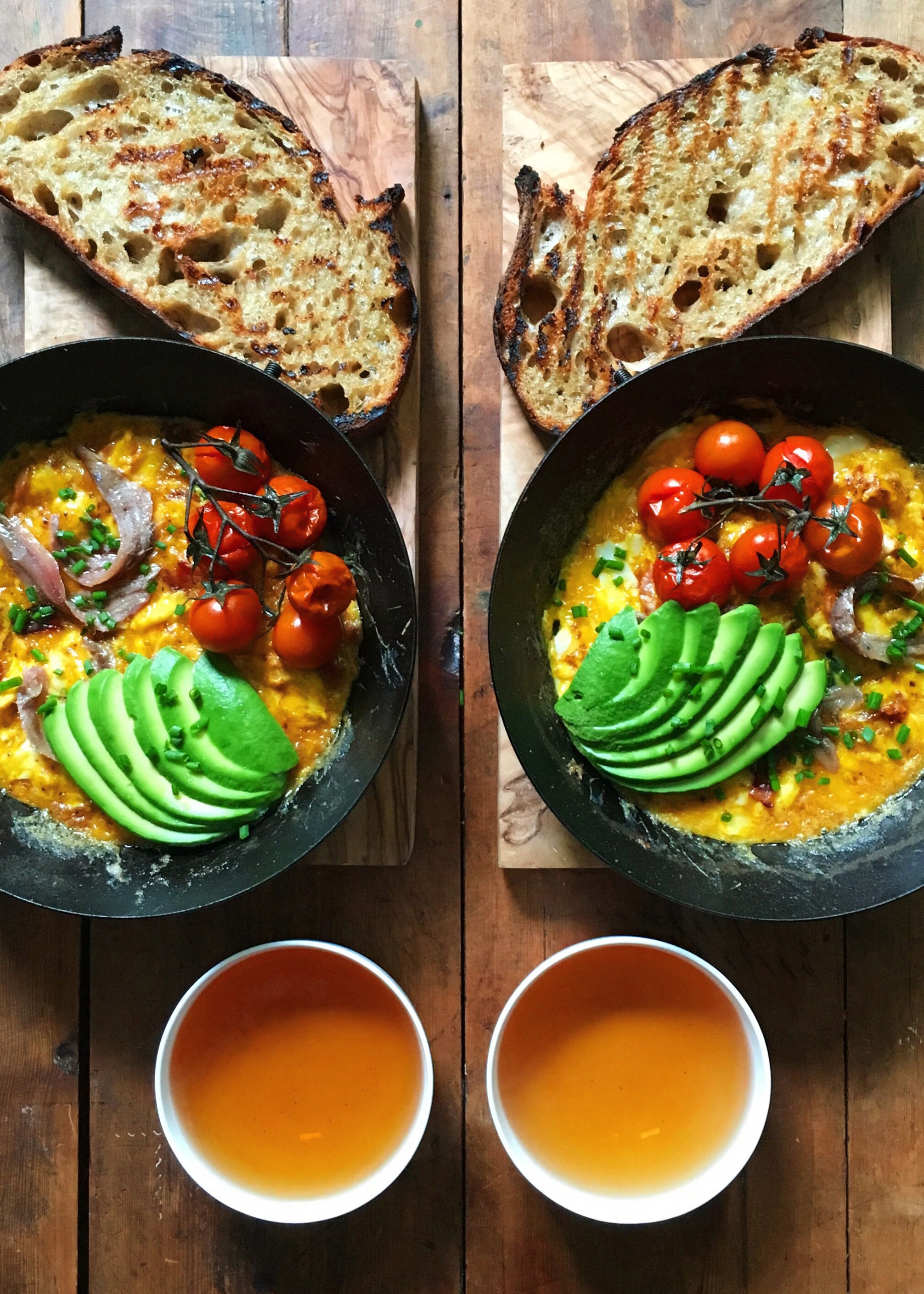 Scotch Woodcock-scrambled eggs with anchovies and toast (From SymmetryBreakfast by Michael Zee, published by powerHouse Books)