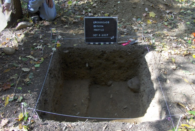 Square hole dug creates room to investigate an anomaly below. (Friends of the Fishkill Supply Depot)