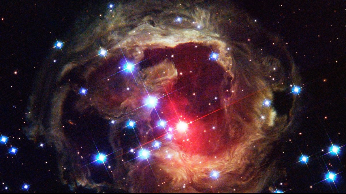 The Hubble Space Telescope's latest image of the star V838 Monocerotis (V838 Mon) reveals dramatic changes in the illumination of surrounding dusty cloud structures. The effect, called a light echo, has been unveiling never-before-seen dust patterns ever since the star suddenly brightened for several weeks in early 2002.