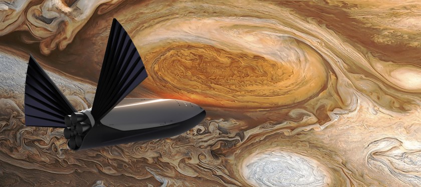 Concept rendering showing the ITS on approach to Mars (Space X)