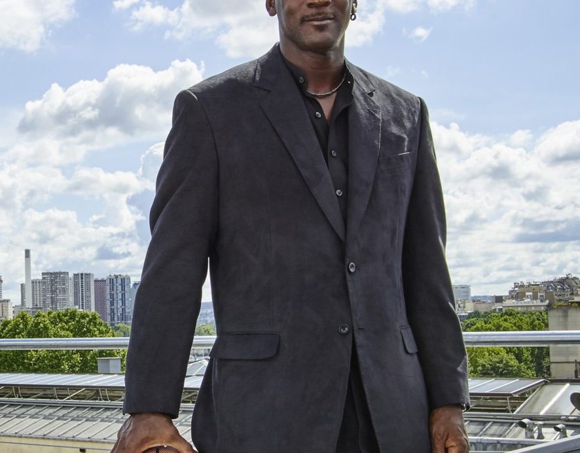 Michael Jordan paid a visit to Palais 23 this afternoon on Friday June 12, Joined by his frequent partners-in-design Tinker Hatfield and Mark Smith, key figures in the 30-year evolution of the Air Jordan, Jordan has returned to Paris to mark the 30th anniversary of 1985's Air Jordan One. Palais 23 is a spectacular tribute to the shoes, moments, designs and artifacts that have shaped the 30-year evolution of the Air Jordan. (Jordan Brand via Getty Images)
