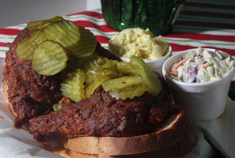 NASHVILLE, TN - DECEMBER 22: Prince's Hot Chicken served X-tra hot with mashed potatoes and cole slaw taken Wednesday December 22, 2010. (Photo by Alan Poizner/For The Washington Post via Getty Images)