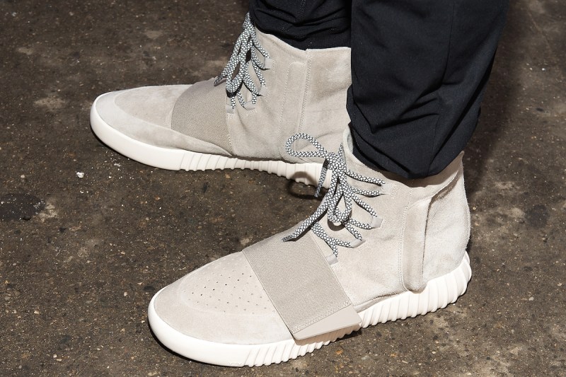 NEW YORK, NY - FEBRUARY 18: A general view of the Kanye West Adidas YEEZY 3 sneakers outside the Jeremy Scott fashion show during MADE Fashion Week at MILK Studios on February 18, 2015 in New York City. (Photo by Michael Stewart/GC Images)