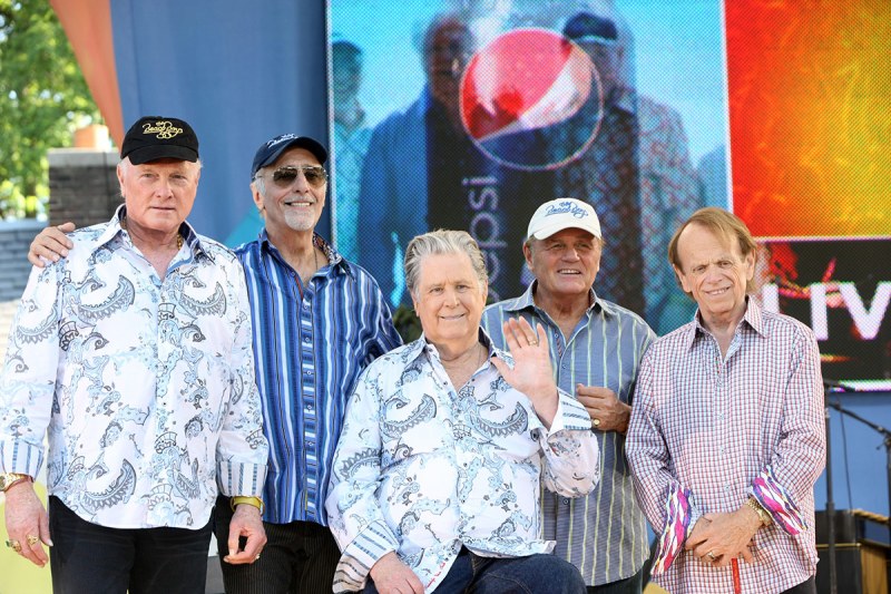 NEW YORK, NY - JUNE 15: (L - R) Mike Love, David Marks, Brian Wilson, Bruce Johnston, and Al Jardine of The Beach Boys performs on ABC's "Good Morning America" at Rumsey Playfield, Central Park on June 15, 2012 in New York City. (Photo by Bennett Raglin/WireImage)