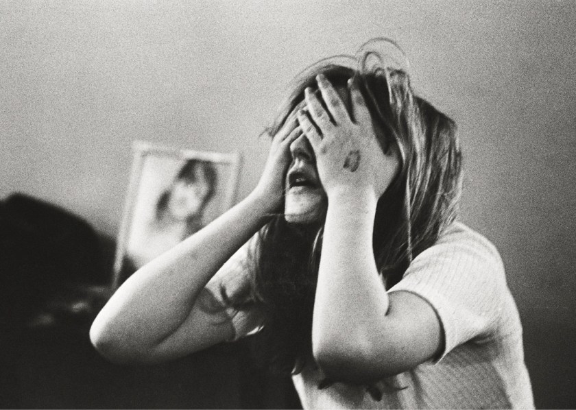 A first-timer in the throes of a bad trip. “I experienced the desire to die, but not actual death,” she later said, “very strongly the desire to rip my skin off and pull my hair out and pull my face off.” As the first national photojournalist to capture the American acid scene from the inside, Lawrence Schiller began with a single contact in Berkeley, California, and built a large network of young, receptive subjects who allowed him to document their private experiences with LSD. Hollywood, 1966. (Lawrence Schiller/Polaris Communications Inc.)
