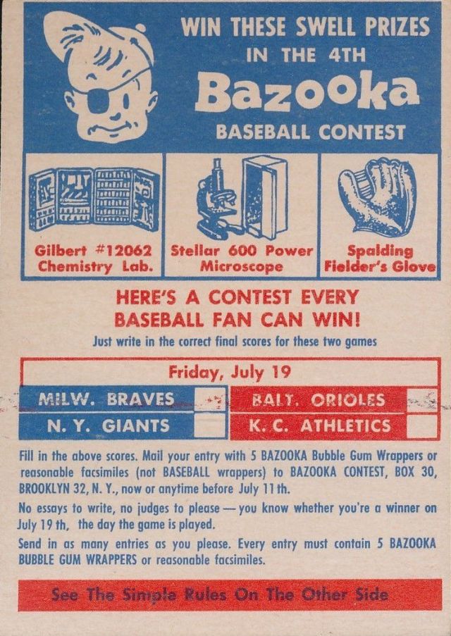 Bazooka Contest Card