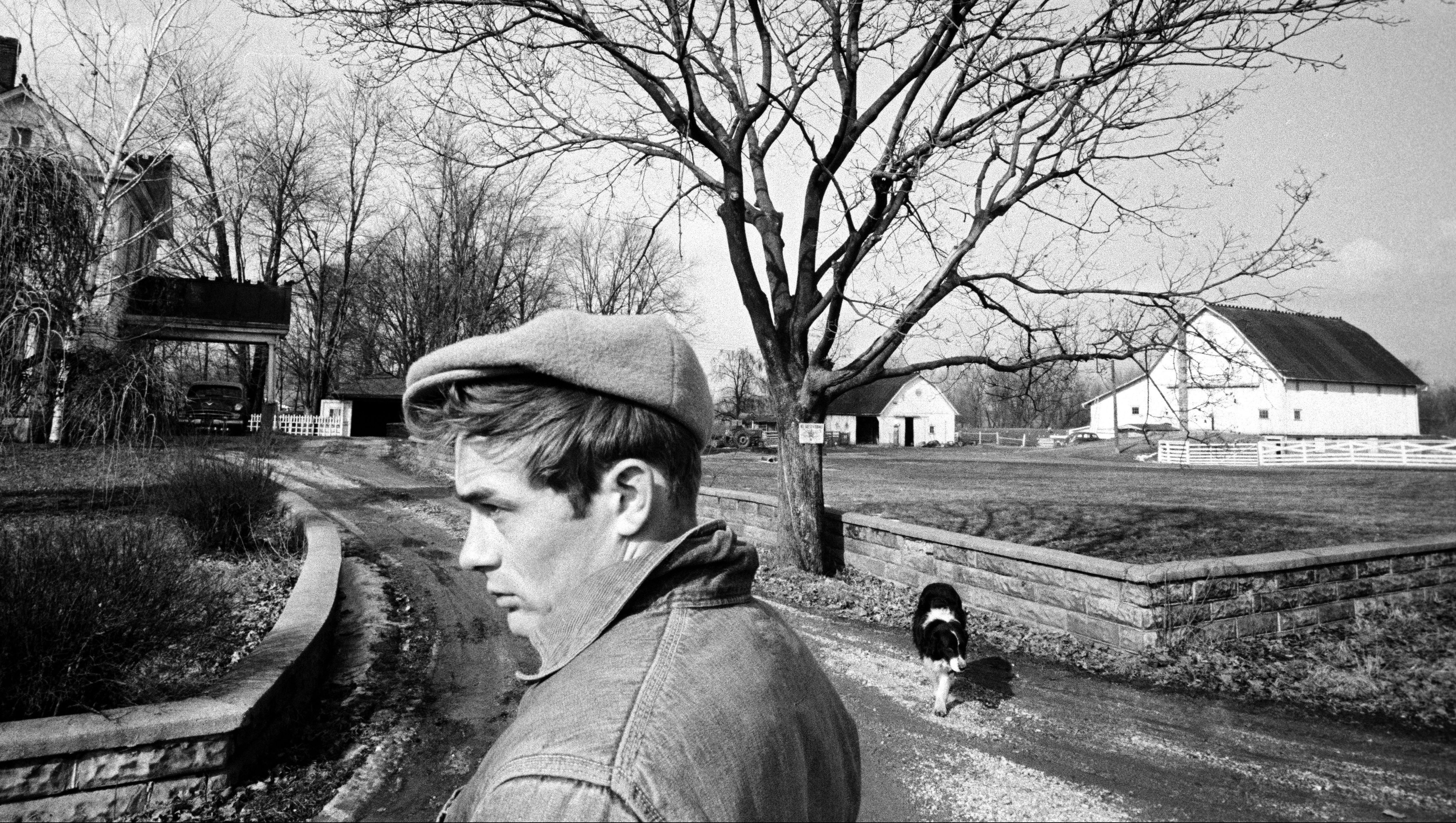In 1955, James Dean visited Fairmont, Indiana where he had spent his youth. It was just after he had made "East of Eden" but the film was not yet released. He stayed on the farm of his uncle Marcus Winslow with his relatives. (Dennis Stock/Magnum Photos)