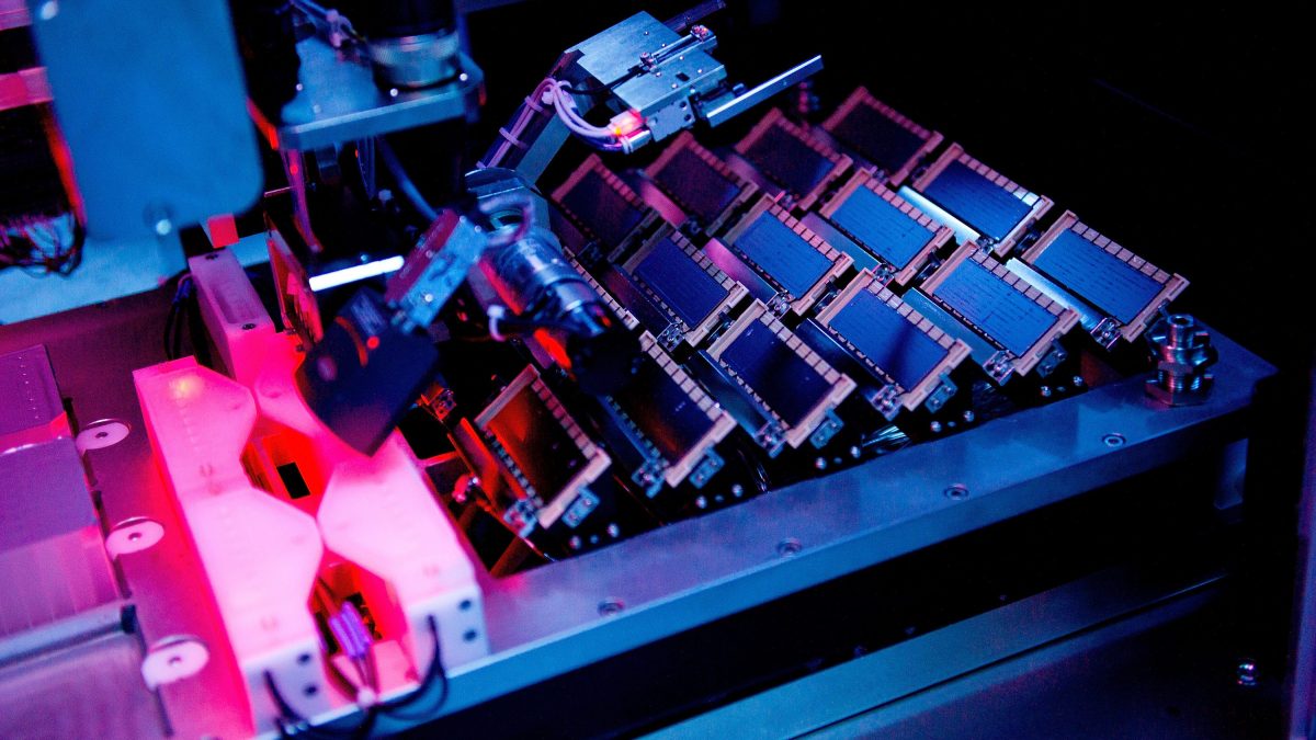 Slides sit in a bay waiting to be sequenced at the Complete Genomics Inc. research facility in Mountain View, California, U.S., on Monday, Oct. 31, 2011. Analyzing cancer DNA will constitute the largest clinical application of future genomic-sequencing technology, according to Clifford Reid, chief executive officer of Complete Genomics Inc. (David Paul Morris/Bloomberg via Getty Images)