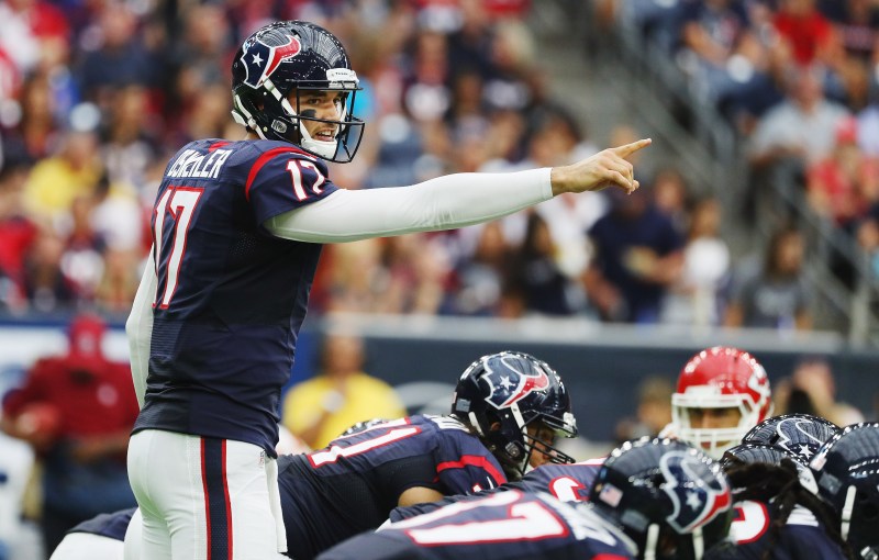 Brock Osweiler #17 of the Houston Texans calls a play in the second quarter of their game against the Kansas City Chiefs at NRG Stadium on September 18, 2016 in Houston, Texas. (Scott Halleran/Getty Images)