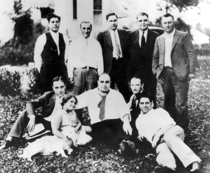 View of gangster Al Capone with family and friends at a picnic in Chicago Heights, IL during 1929. (Chicago History Museum/Getty Images)