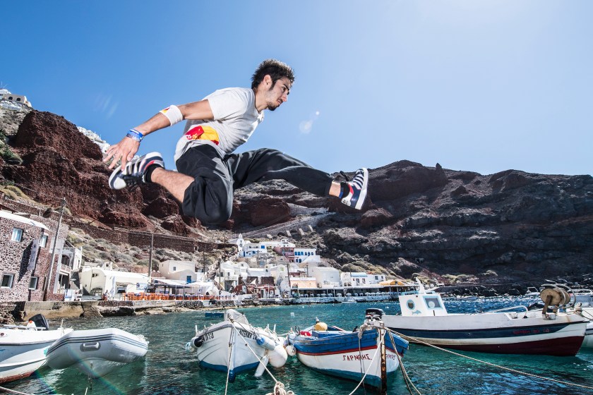 Dimitris Kyrsanidis of Greece exploring the island of Santorini ahead of the Red Bull Art of Motion in Santorini, Greece on September 28, 2016. (Predrag Vuckovic/Red Bull Content Pool)