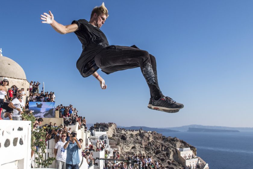 Alfred Scott of the United States performs during the finals at the Red Bull Art of Motion on Santorini Island, Greece on October 1, 2016. (Predrag Vuckovic/Red Bull Content Pool)