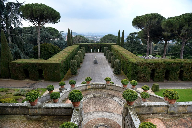 Picture of the gardens of Pope's summer residence of Castel Gandolfo, south of Rome, taken on March 22, 2014 in CastelGandolfo. From March 1st, the gardens surrounding the papal summer residence are open to the public. Located south of Rome in the Alban hills, the property includes the extensive Barberini gardens, the remains of a Roman villa and a 62 acre farm, as well as the ancient papal palace. A statement from the director of the Vatican Museums says it was Pope Francis himself who decided to make accessible to all the gardens of the Pontifical Villas. A guided tour of the gardens, in Italian or English, will be available to individuals or groups through an online booking system. AFP PHOTO / VINCENZO PINTO = RESTRICTED TO EDITORIAL USE - MANDATORY CREDIT "AFP PHOTO/VINCENZO PINTO" - NO MARKETING NO ADVERTISING CAMPAIGNS - DISTRIBUTED AS A SERVICE TO CLIENTS = (Photo credit should read VINCENZO PINTO/AFP/Getty Images)