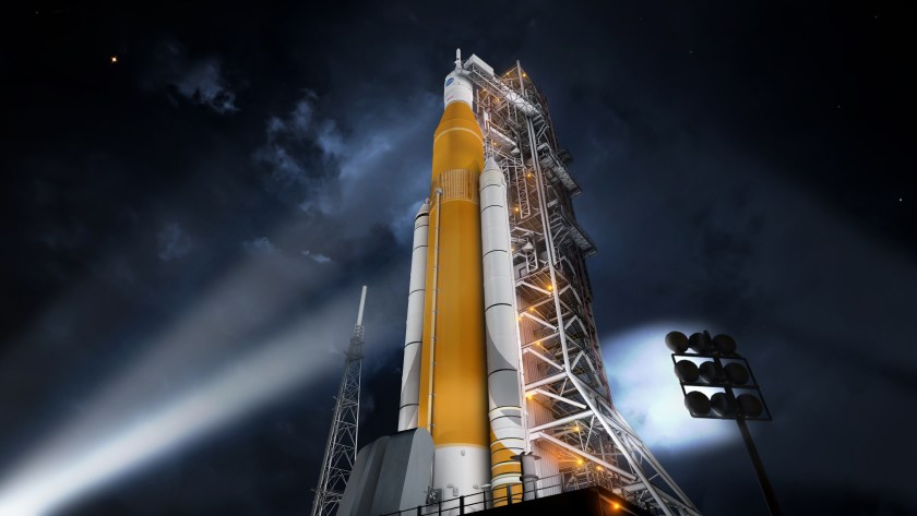 Artists rendering of the Space Launch System NASA plans to use to get humans on Mars by the 2030s (NASA)