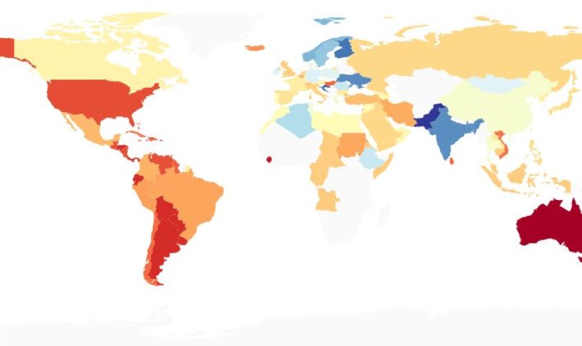 Map depicting the diversity of ingredients in cusines, when compared globally (Sajadmanesh, Jafarzadeh, et al)