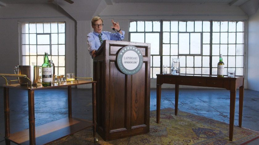 Andy Daly 3.5-hour filibuster Laphroaig scotch whiskey