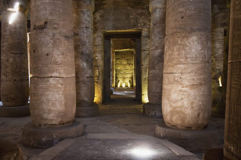 Interior view of the Hypostyle Hall at The Temple Of Seti, part of an ancient site in Abydos, Egypt (Insights/UIG via Getty Images)