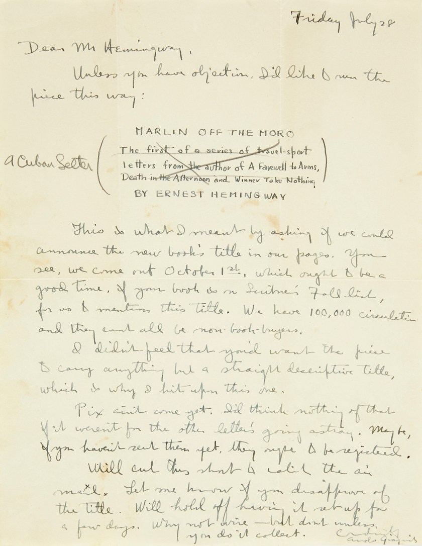 Ernest Hemingway Auction