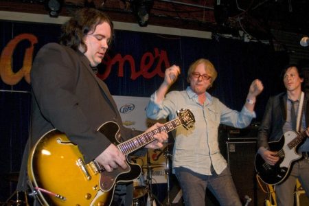 AUSTIN, TX - MARCH 20: Jody Stephens of Big Star on drums with Mike Mills of R.E.M (C) and Ken Stringfellow of the Posies performing at Antone's at the Alex Chilton/Big Star tribute during day four of SXSW Music Festival on March 20, 2010 in Austin, Texas. (Photo by Ebet Roberts/Redferns)