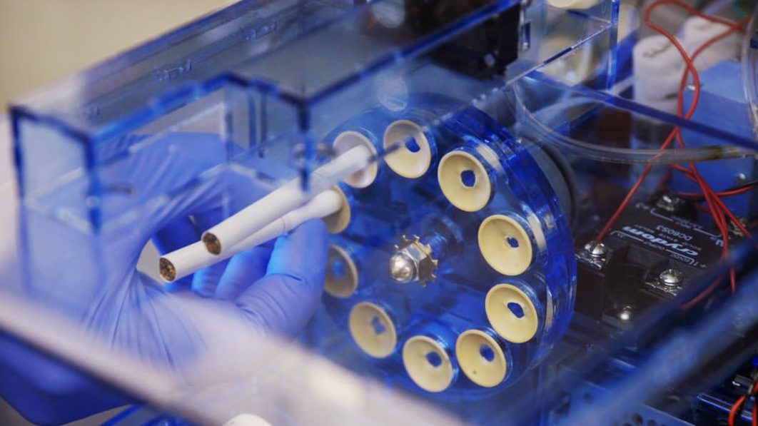The chain-smoking robot created by Harvard researchers. (Wyss Institute)