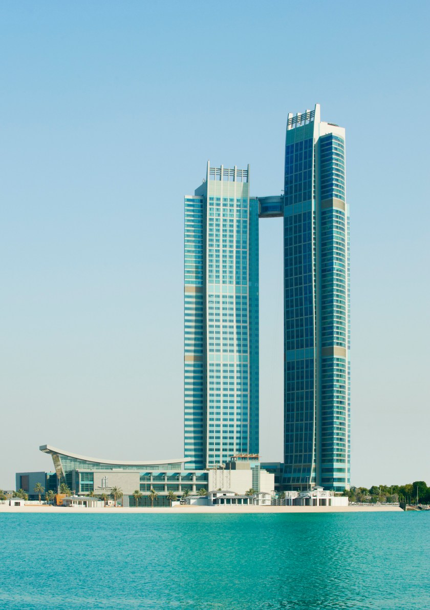 Exterior view of the St. Regis in Adu Dhabi, which boasts the world's highest suspended hotel suite (Courtesy Starwood Hotels)