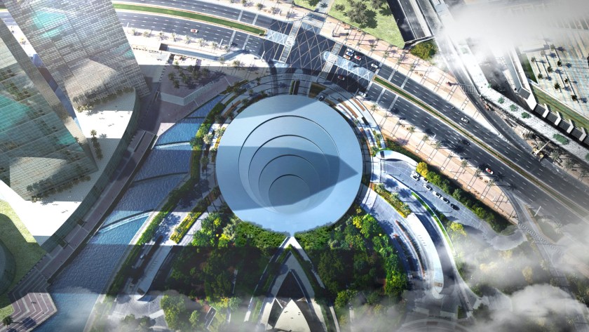 Burj Khalifa Hyperportal, View from Burj Khalifa, Dubai (Bjarke Ingels Group/ Hyperloop One)