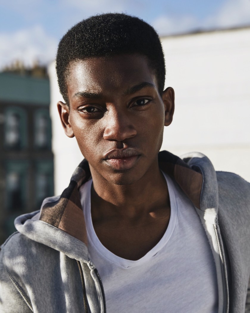 Carvell Conduah photographed by Brooklyn Beckham for the Burberry Brit Fragrances Campaign Shoot (Burberry)